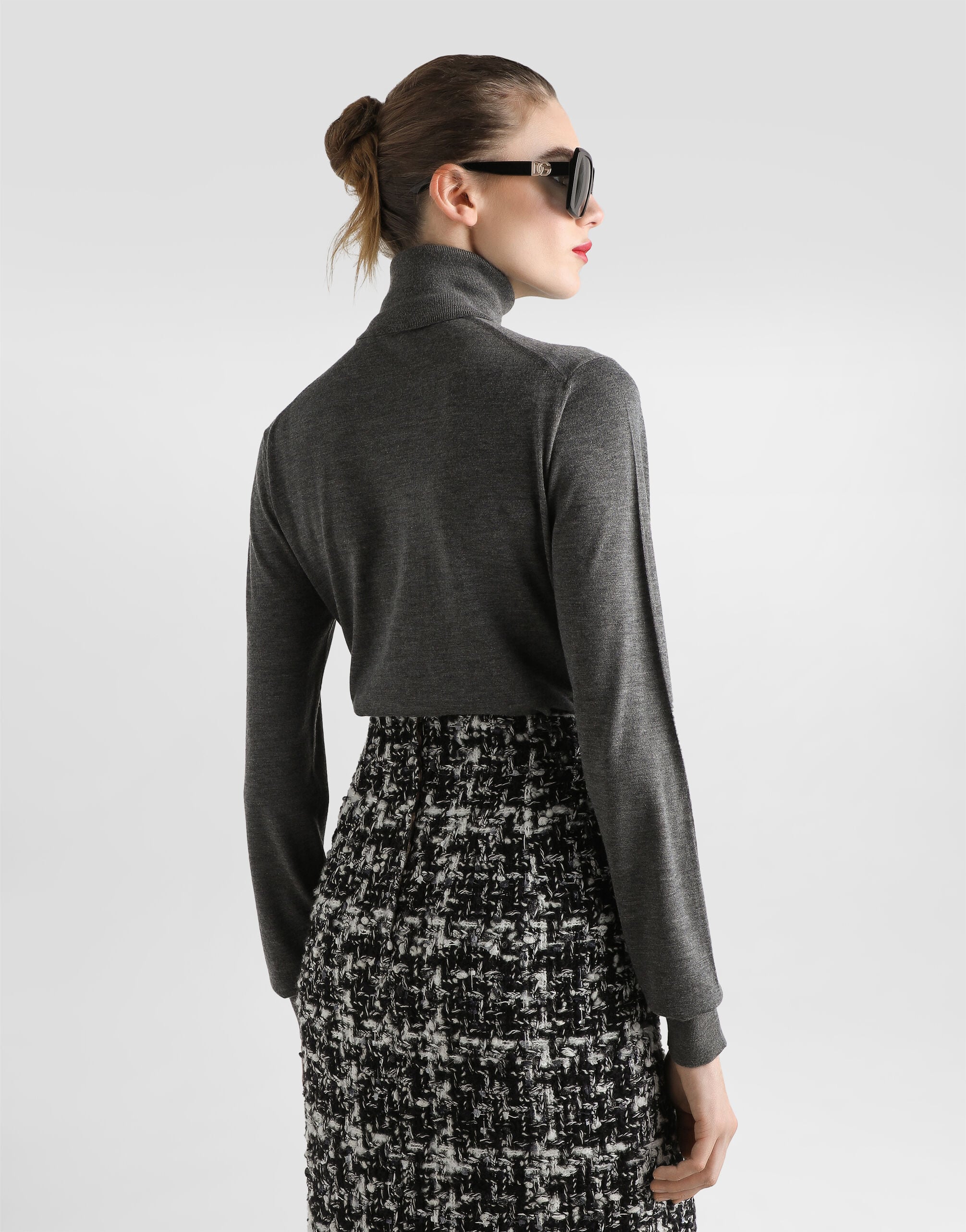Cashmere turtleneck pullover in Grey for Women | Dolce&Gabbana®