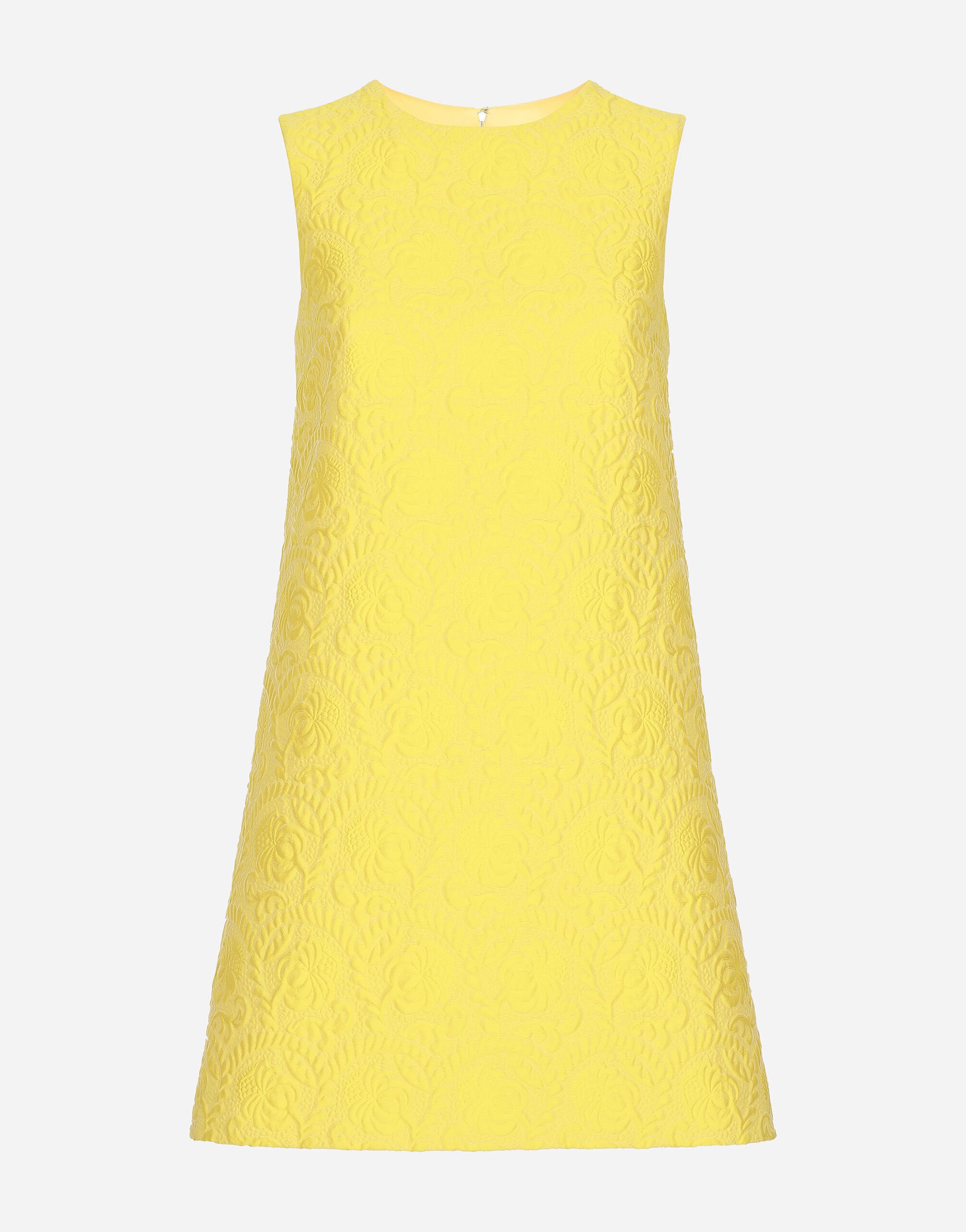 Dolce & Gabbana Short floral jacquard A-line dress Yellow F6UT1TFU5T9