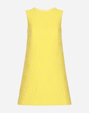 Dolce & Gabbana Short floral jacquard A-line dress Yellow F6UT1TFU5T9
