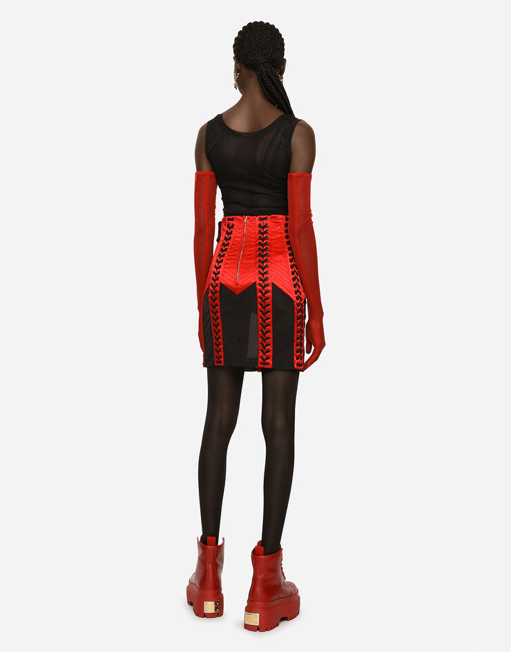Dolce & Gabbana Minifalda corsetera con cordones y ojales Rojo F4CBFTFURAD