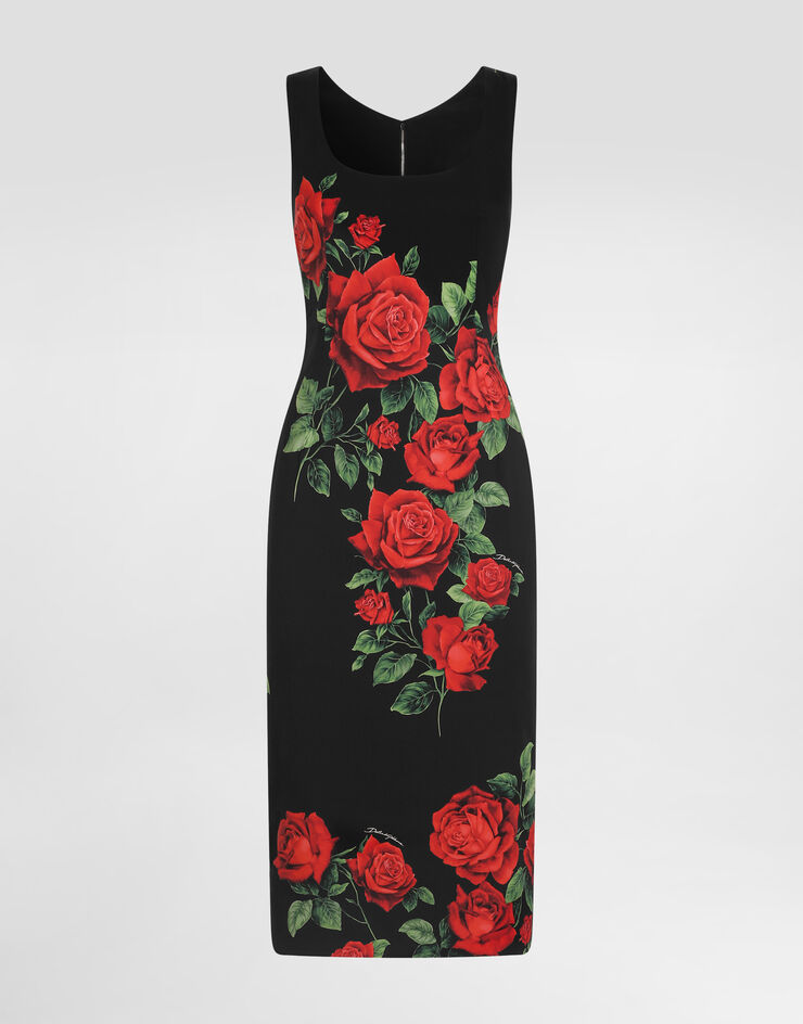 Dolce & Gabbana Rose-print charmeuse dress Multicolor F622MTFSA9R