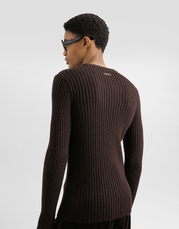 Dolce & Gabbana Ribbedwool pullover Brown GXQ83TJCVG6