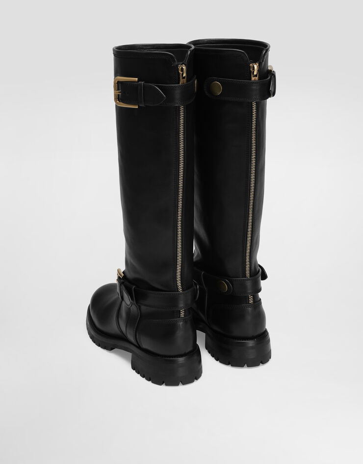 Dolce & Gabbana Calfskin biker boots Black CU1213AW352