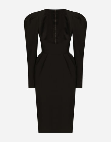 Dolce & Gabbana Vestido longuette de lana con escote amplio Negro F7AI3THLMAA