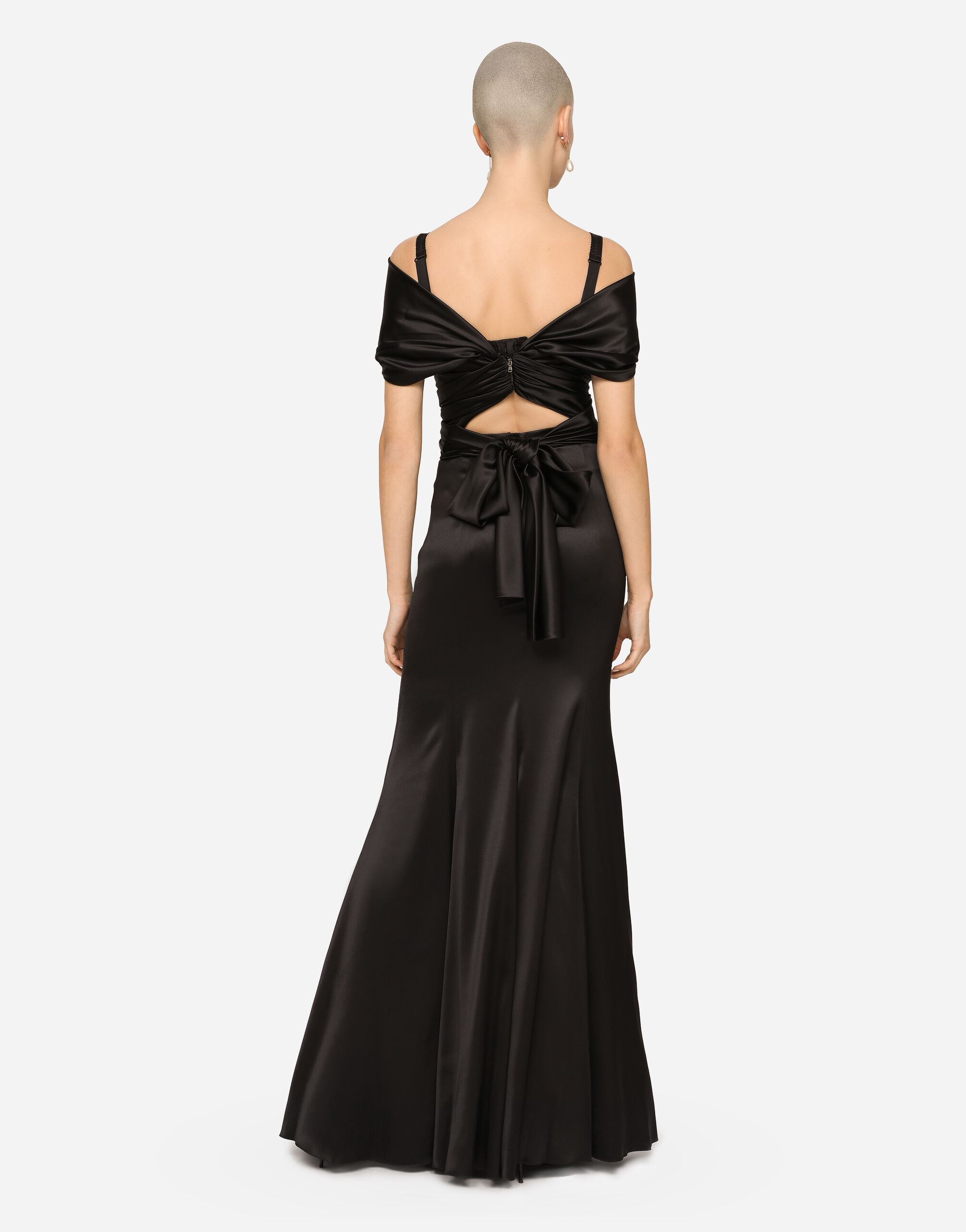 ブラックのウィメンズ Long satin dress | Dolce&Gabbana®