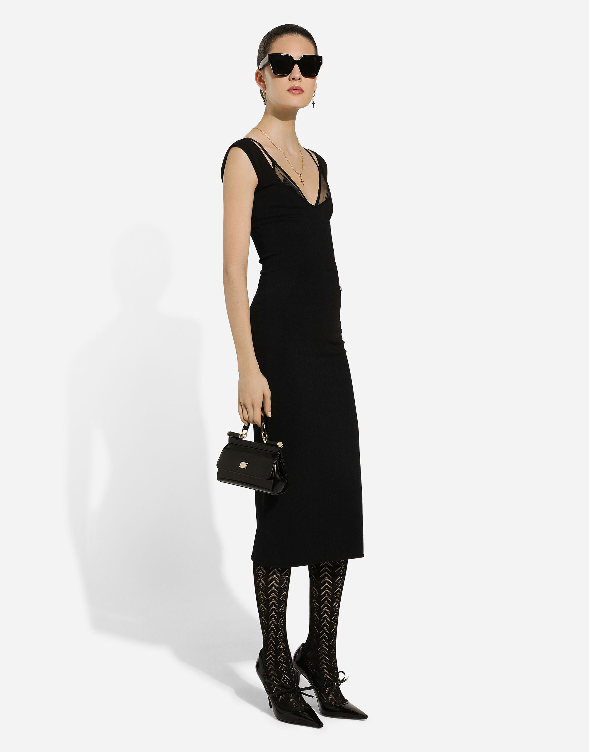 Sleeveless viscose knit dress in Black for Women | Dolce&Gabbana® US