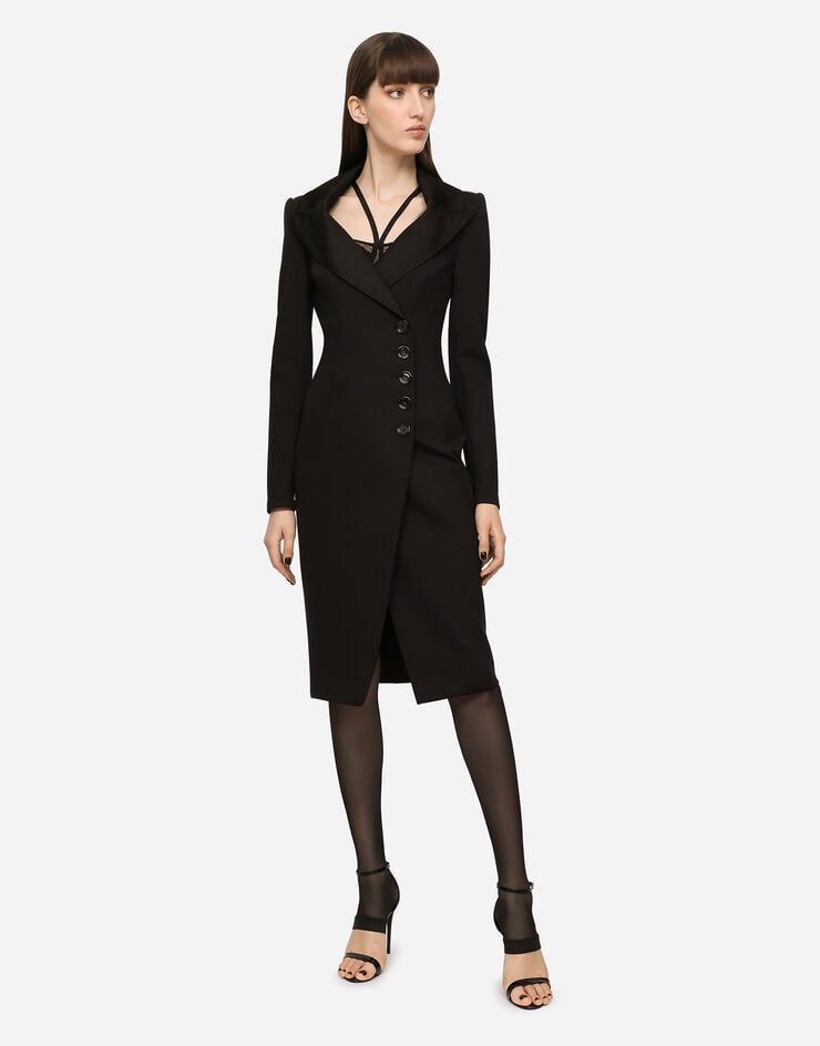 Dolce & Gabbana Technical jersey midi coat dress Black F6AOUTFUUBD