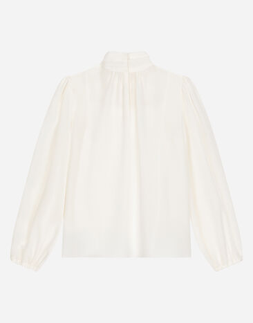Dolce & Gabbana Crêpe de chine blouse with DG logo White L56S21G7N3W