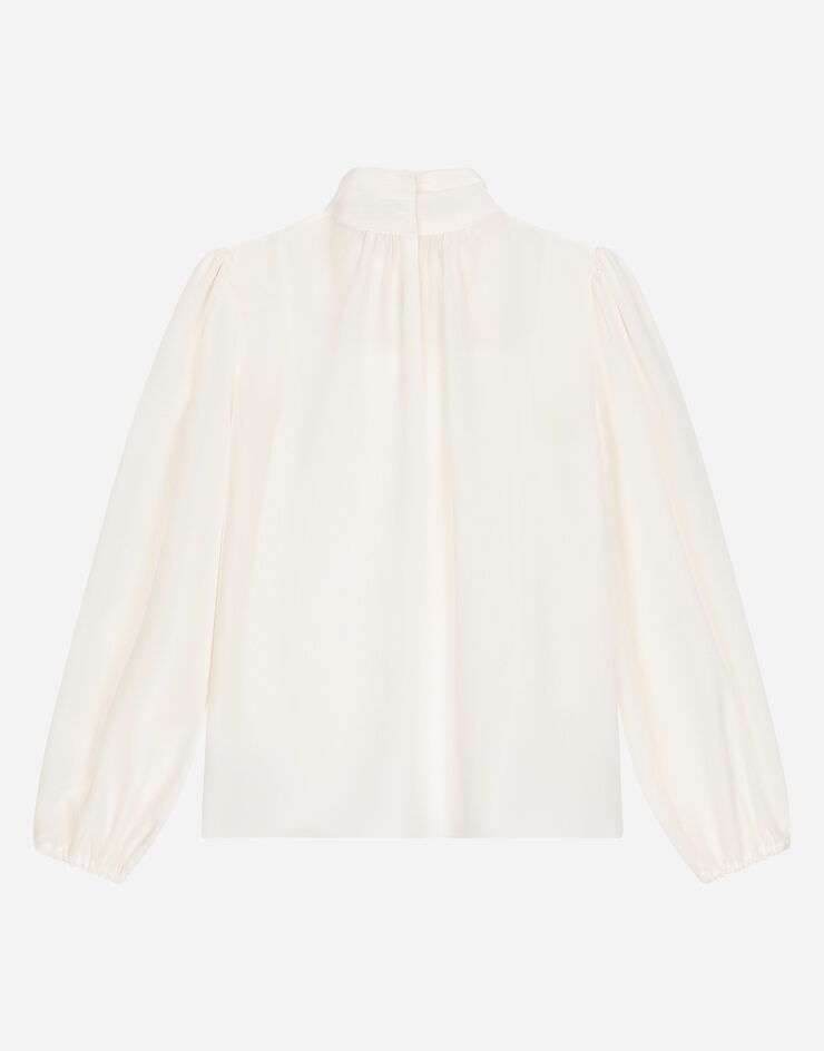 Dolce & Gabbana Blusa en crepé de China con logotipo DG Blanco L56S21G7N3W