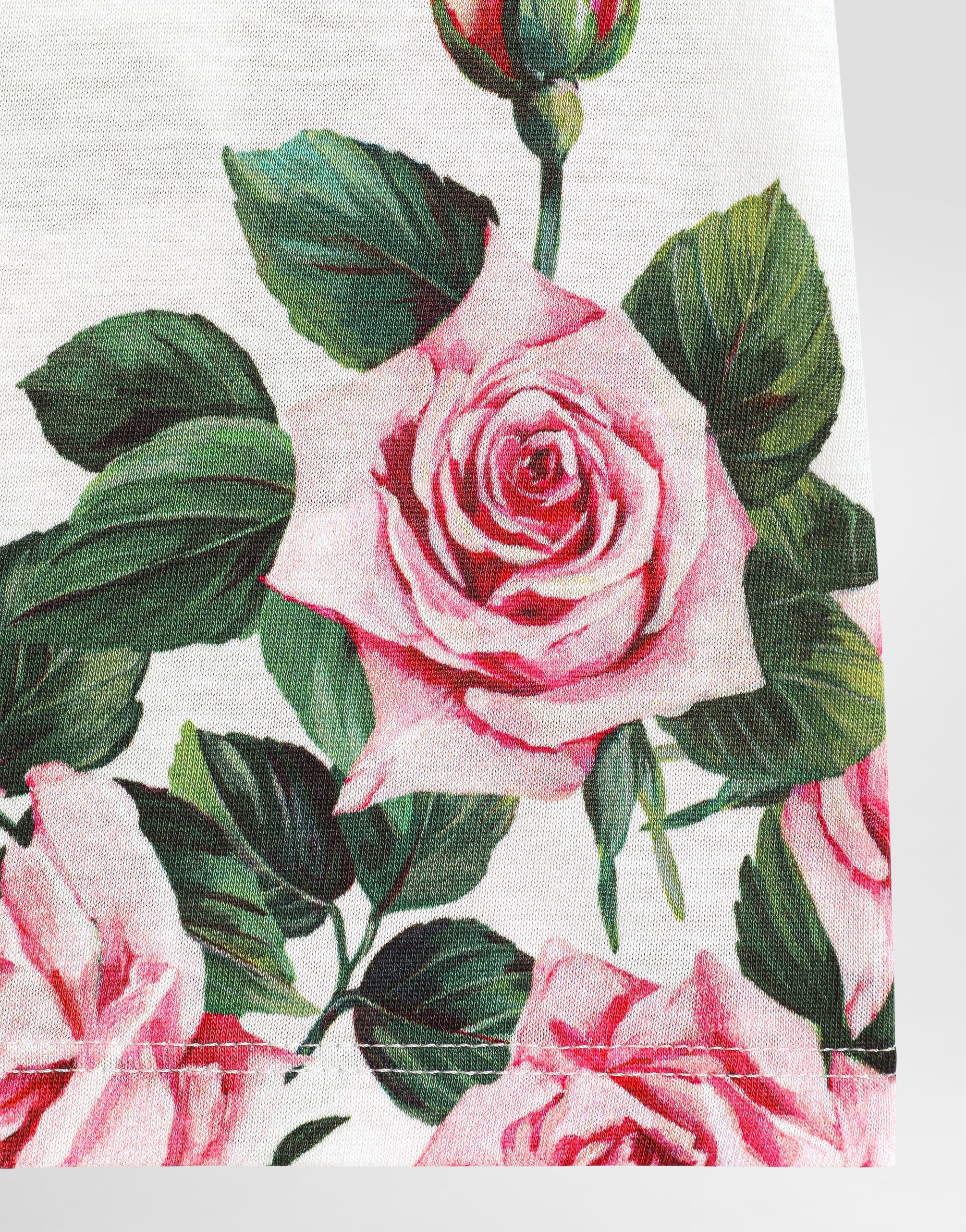 Jersey T-shirt with rose print in Print for Girls