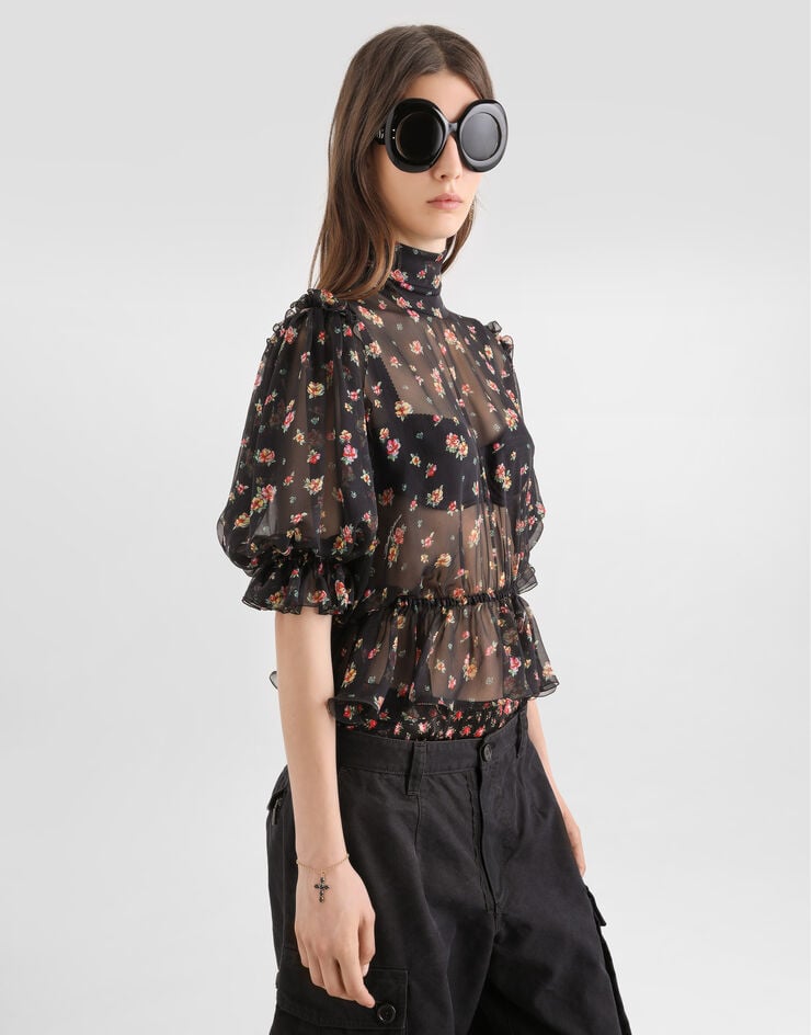 Dolce & Gabbana Small floral-print chiffon top Dolce & Gabbana Small floral-print chiffon top Multicolor F7BG5TIS10V
