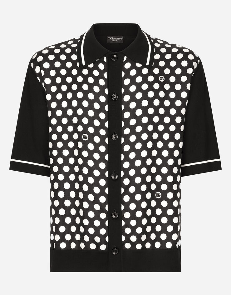 Oversize silk and yarn shirt with polka-dot print in Print for Men 