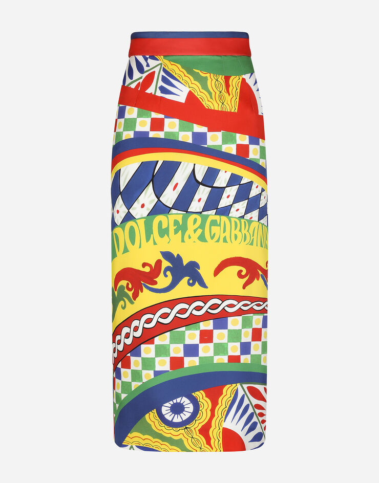 Dolce&Gabbana Longuette-Schlauchrock aus elastischem Funktionsjersey Carretto-Print Mehrfarbig F4CPHTHPGEE