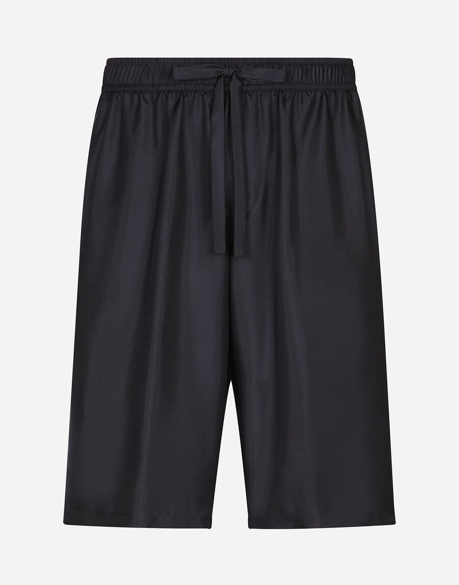 Embroidered silk jogging shorts