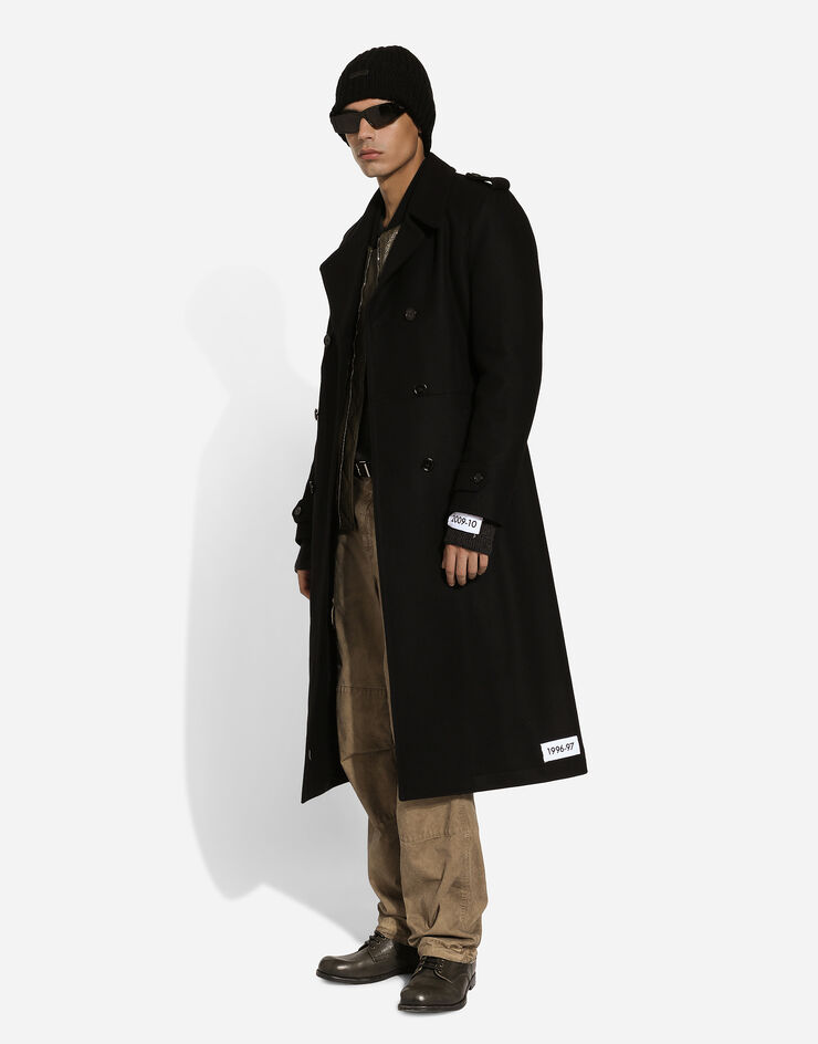 Dolce & Gabbana Chaquetón de botonadura doble en mezcla de lana Negro G046YTHUMT8