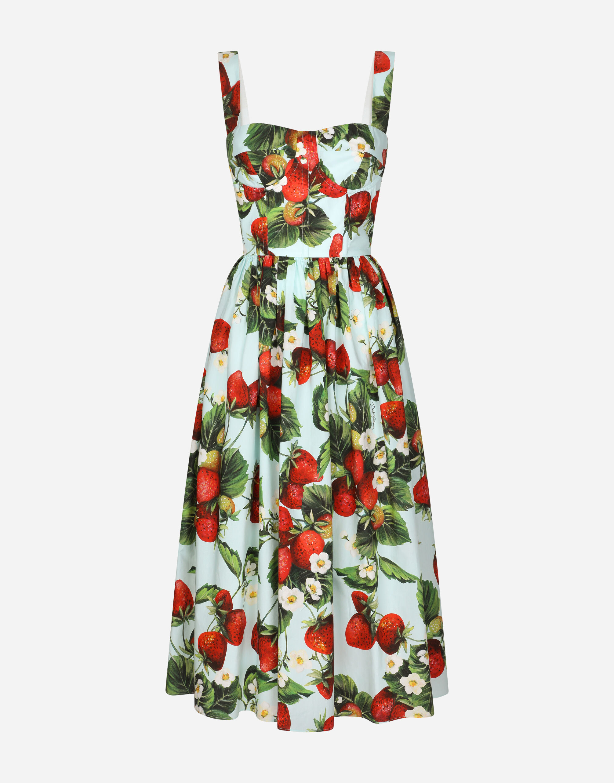 Strawberry-print light poplin dress