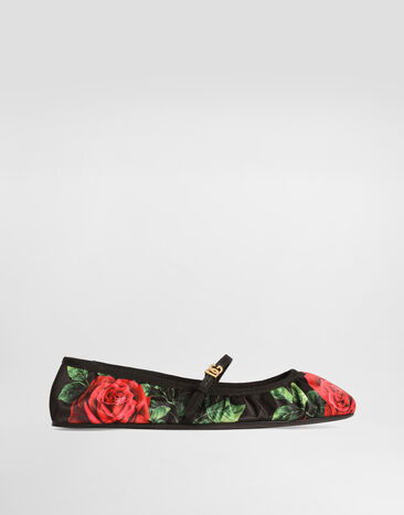 Dolce & Gabbana Rose-print satin ballet flats Multicolor CB0288A0709