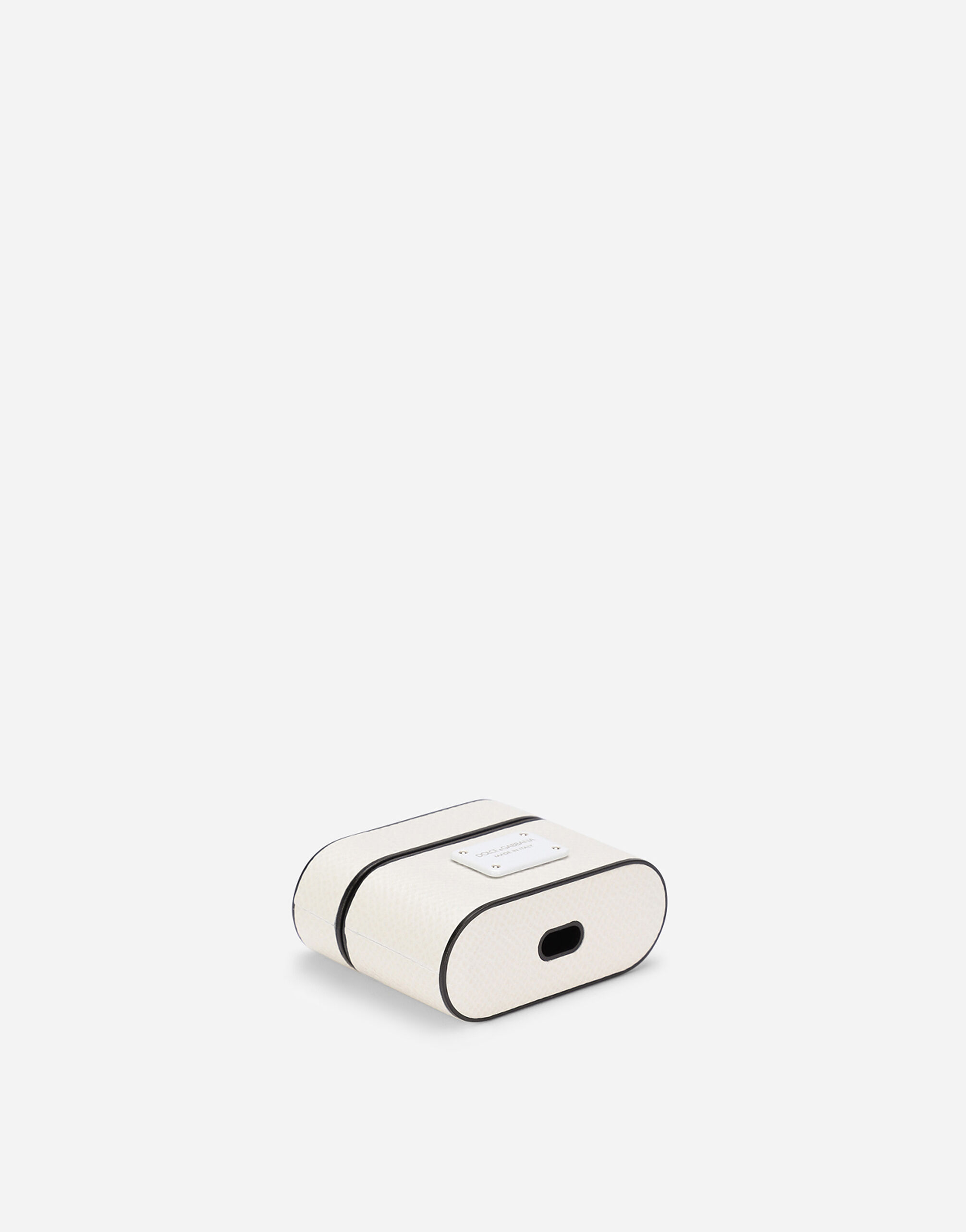 Dauphine calfskin airpods pro case with branded plate in White for
