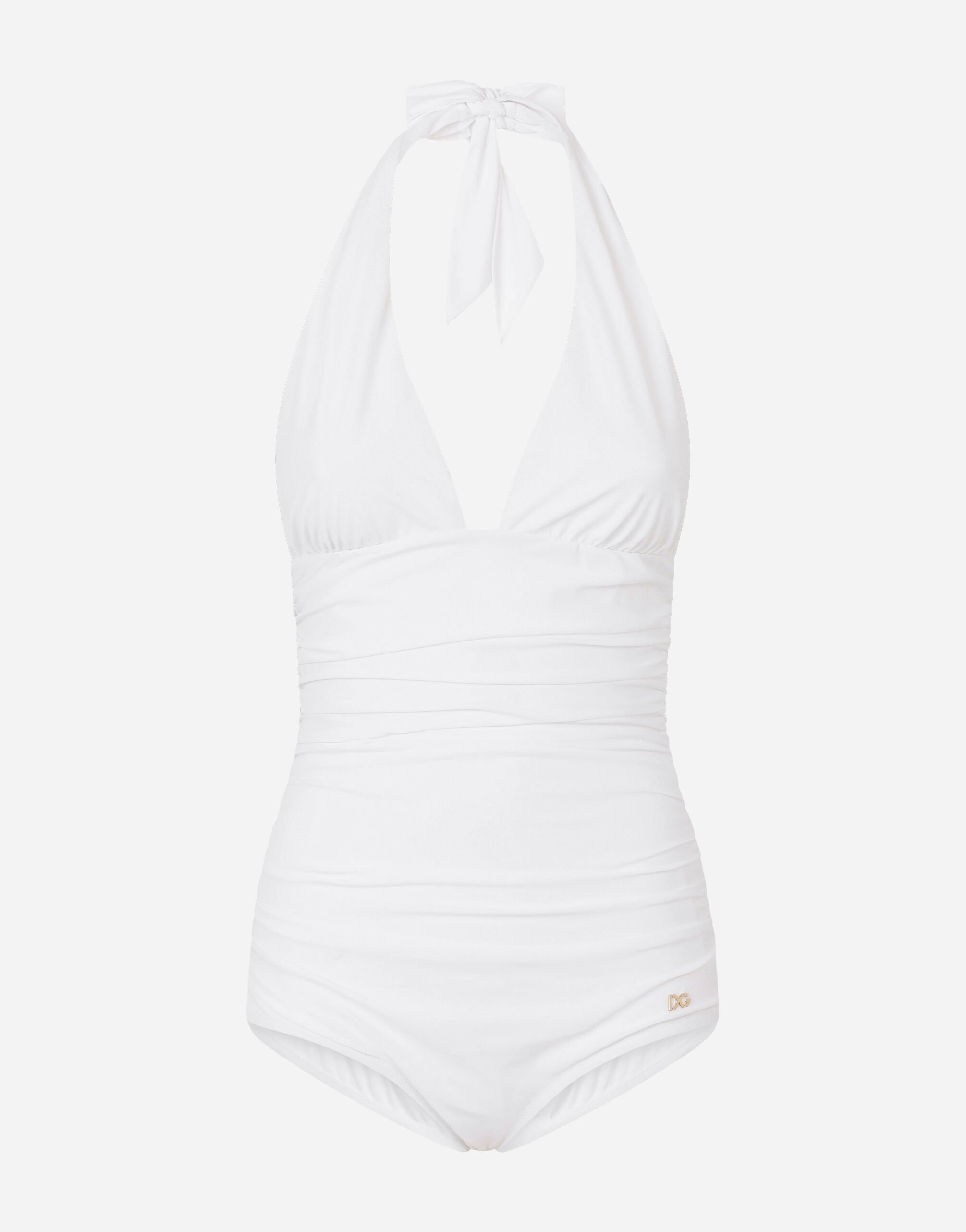 Dolce & Gabbana One-piece swimsuit with plunging neckline Print O8C18JFSG8C
