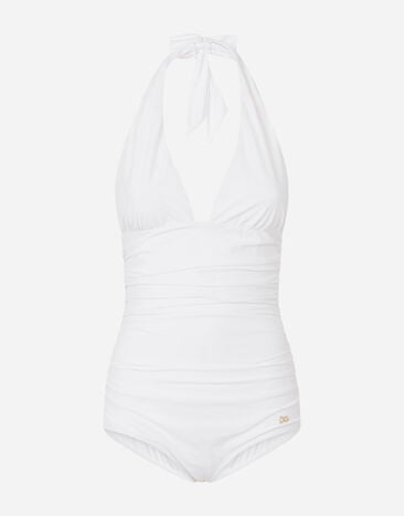 Dolce & Gabbana One-piece swimsuit with plunging neckline Print O9B40JFSG1S