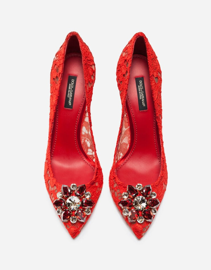 Dolce & Gabbana Zapatos escotados de encaje Taormina con cristales Rojo CD0101AL198