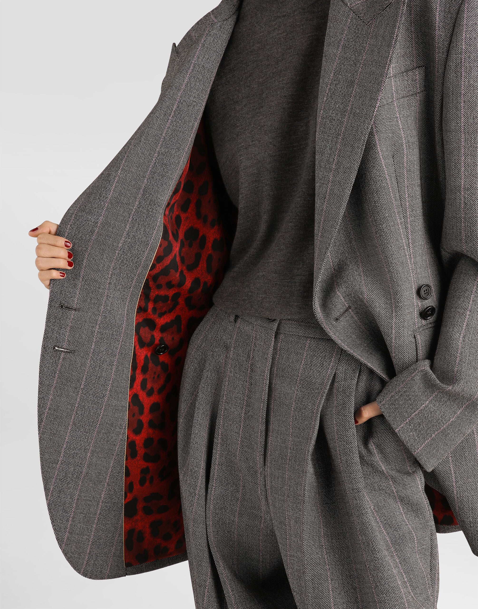 Double-breasted pinstripe wool jacket in Multicolor for Women