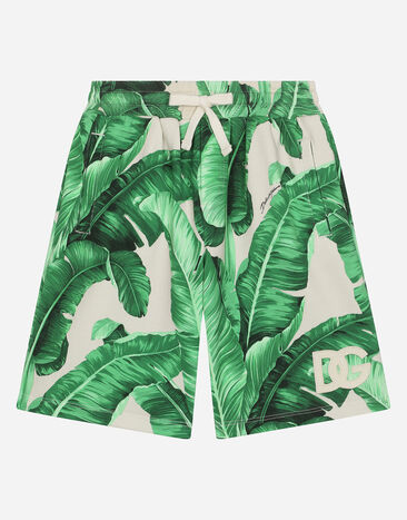 Dolce & Gabbana Jersey jogging shorts with banana-tree print Print L43Q47FI5JO