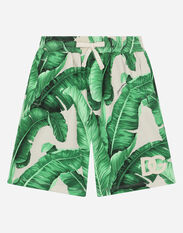 Dolce&Gabbana Jersey jogging shorts with banana-tree print White L5JTKTG7KXT
