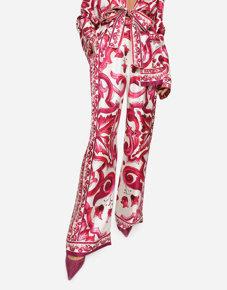 Dolce&Gabbana Pantalon en sergé à imprimé majoliques Multicolore FTAMPTHI1BC
