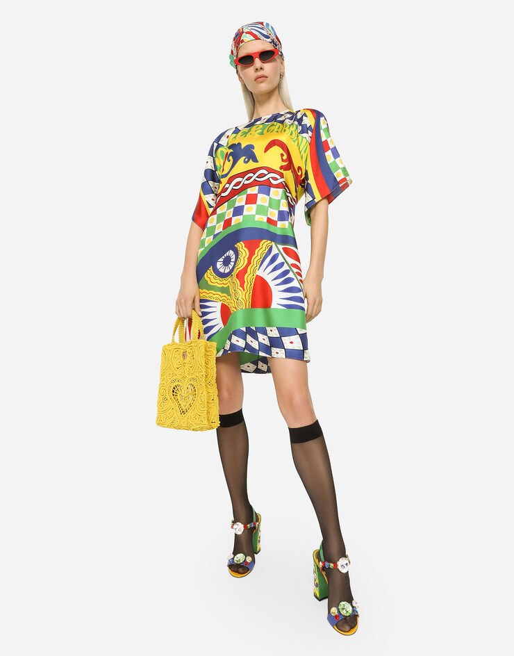 Dolce&Gabbana Short Carretto-print twill dress Multicolor F6ALLTHI1MM