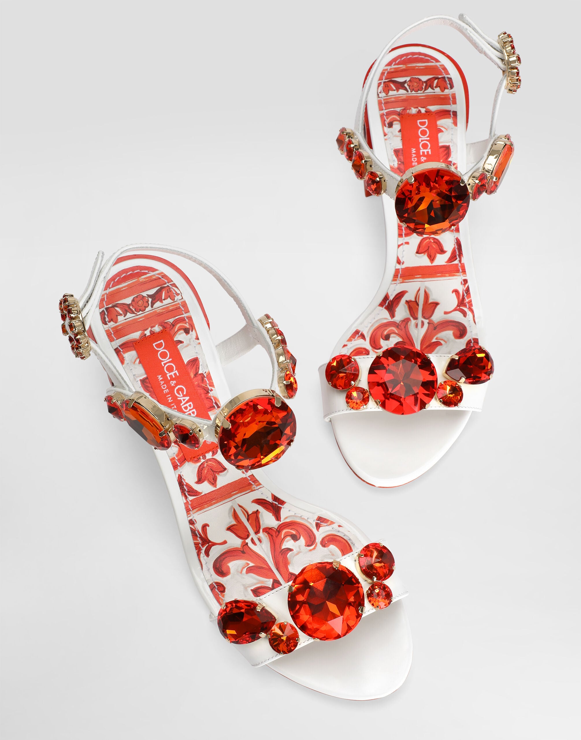 Patent leather sandals with embroidery in Multicolor for Women
