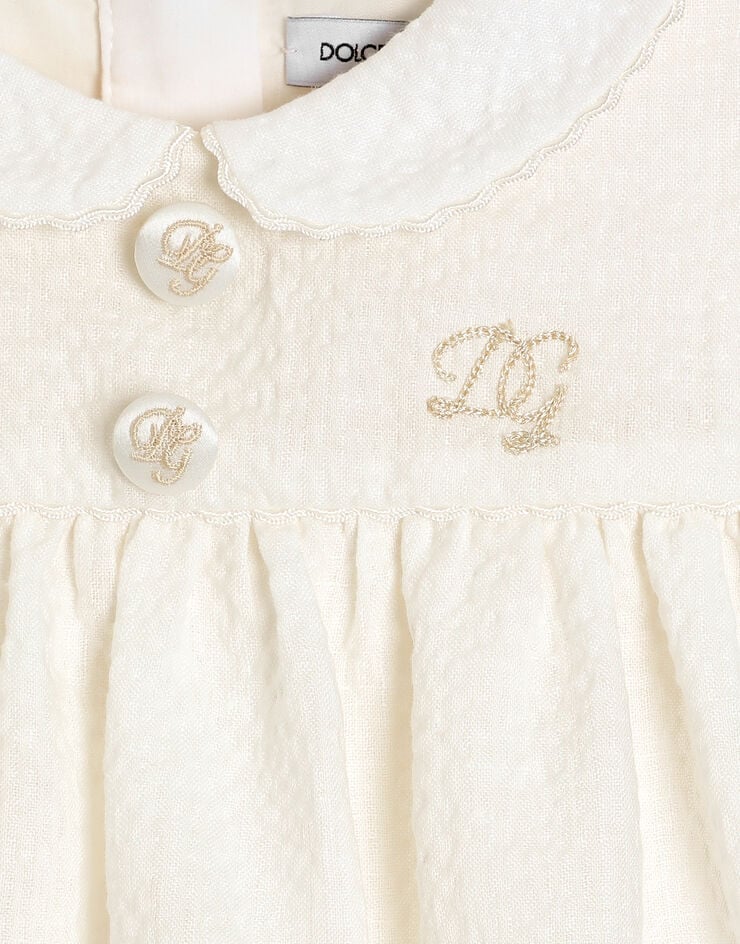 Dolce & Gabbana Seersucker linen dress with embroidery White L24DP1FU4MZ