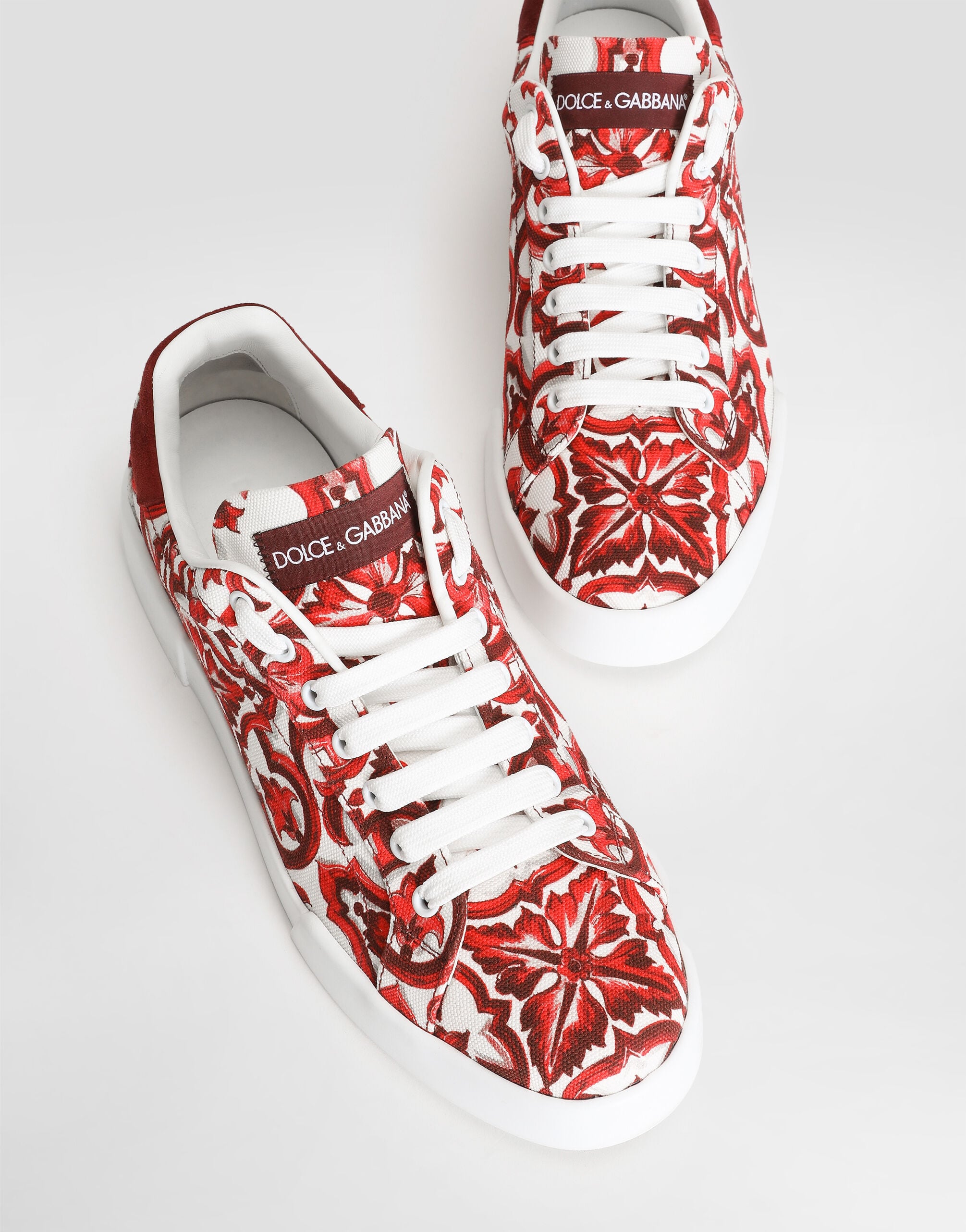 Majolica-print canvas portofino sneakers in Multicolor for Men