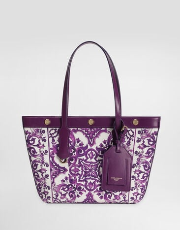 Dolce & Gabbana Majolica-print atene shopping bag in canvas Multicolor BB7828AN220
