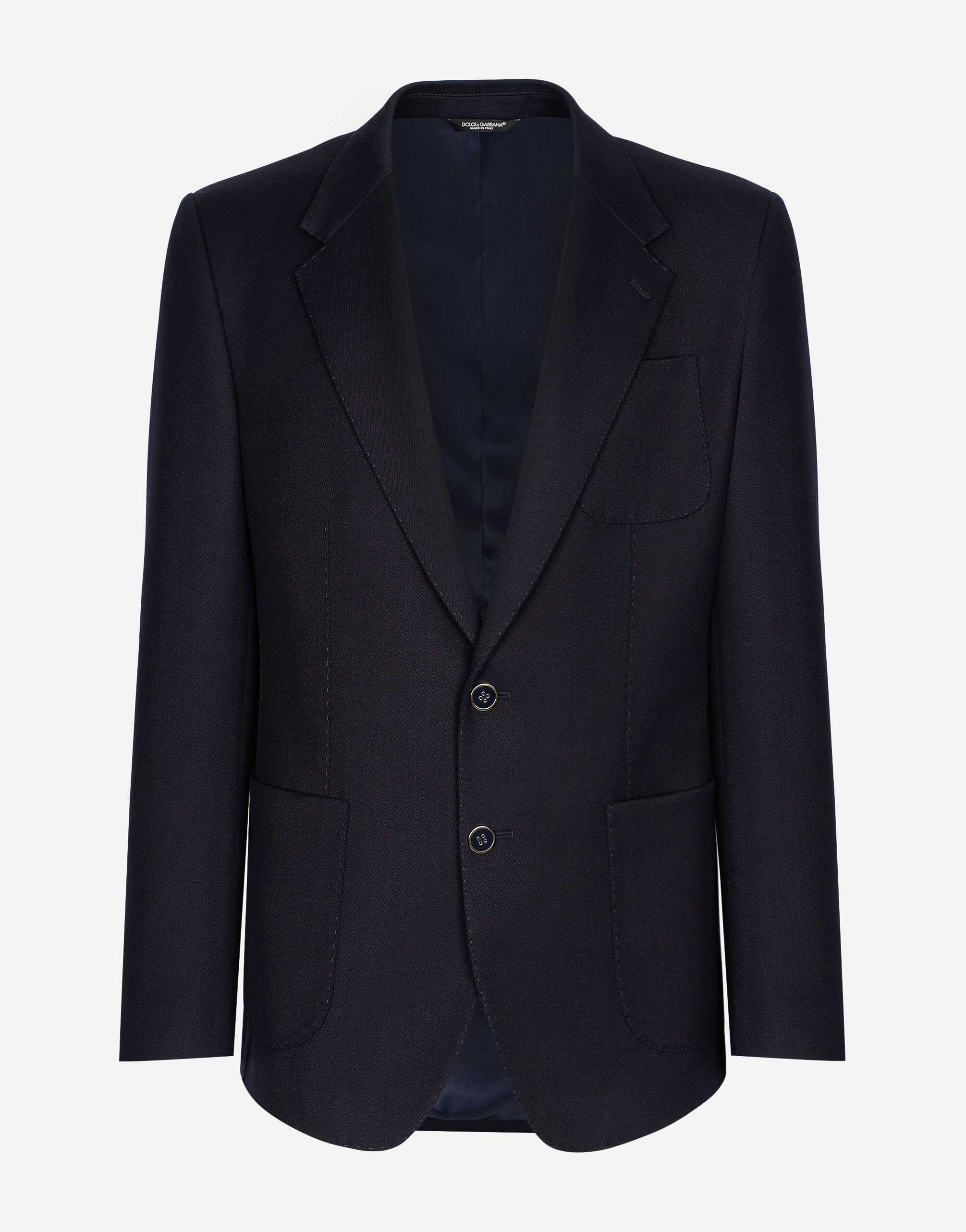 Dolce & Gabbana Single-breasted stretch wool tricotine jacket Blue G2QS6TGG862