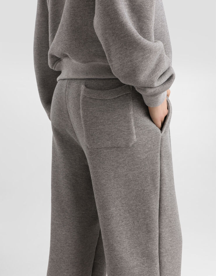 Dolce & Gabbana Fleece trousers with patch embroidery Grey FTC91ZGDDME