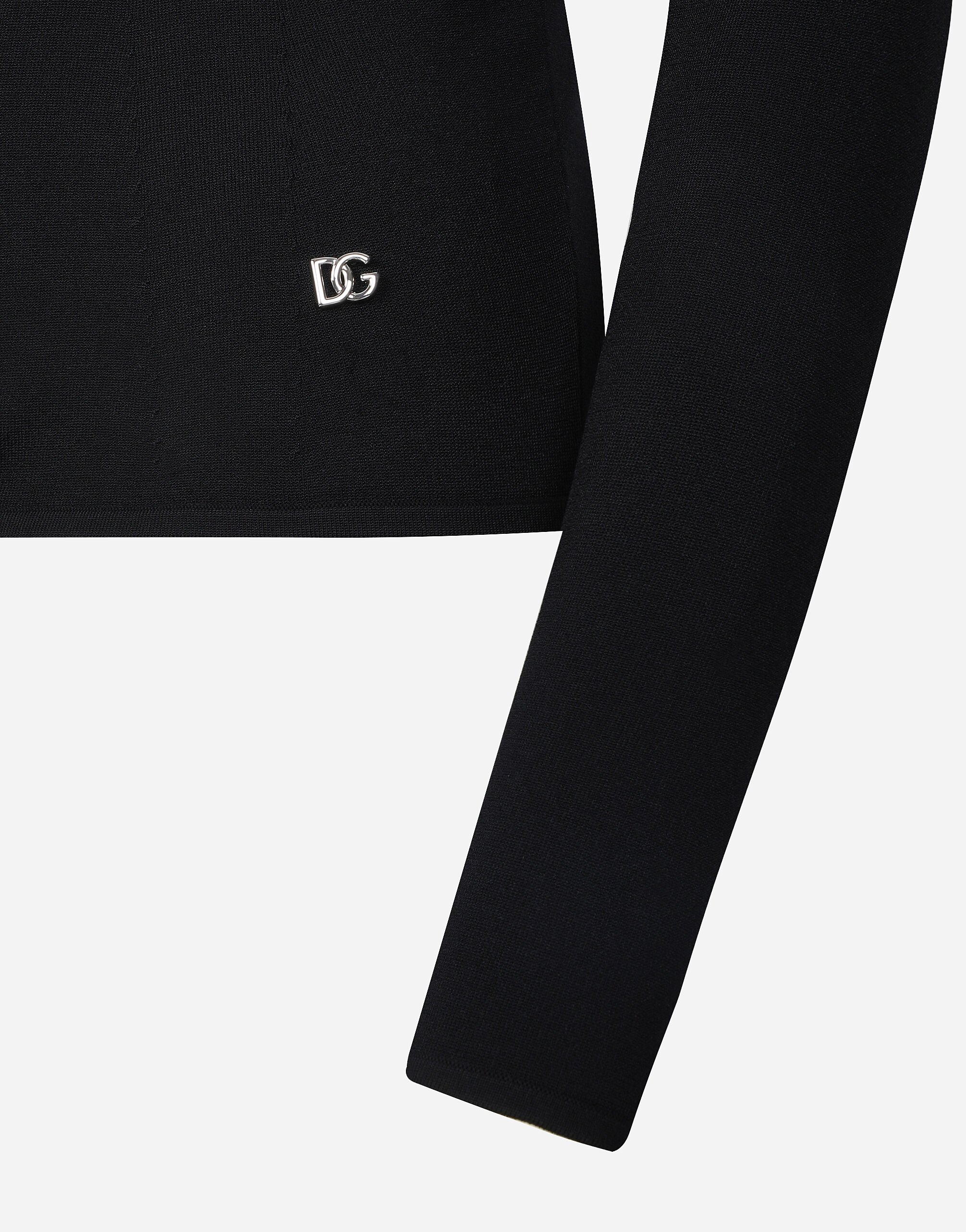 Short stretch viscose knit jacket with DG logo in Black for