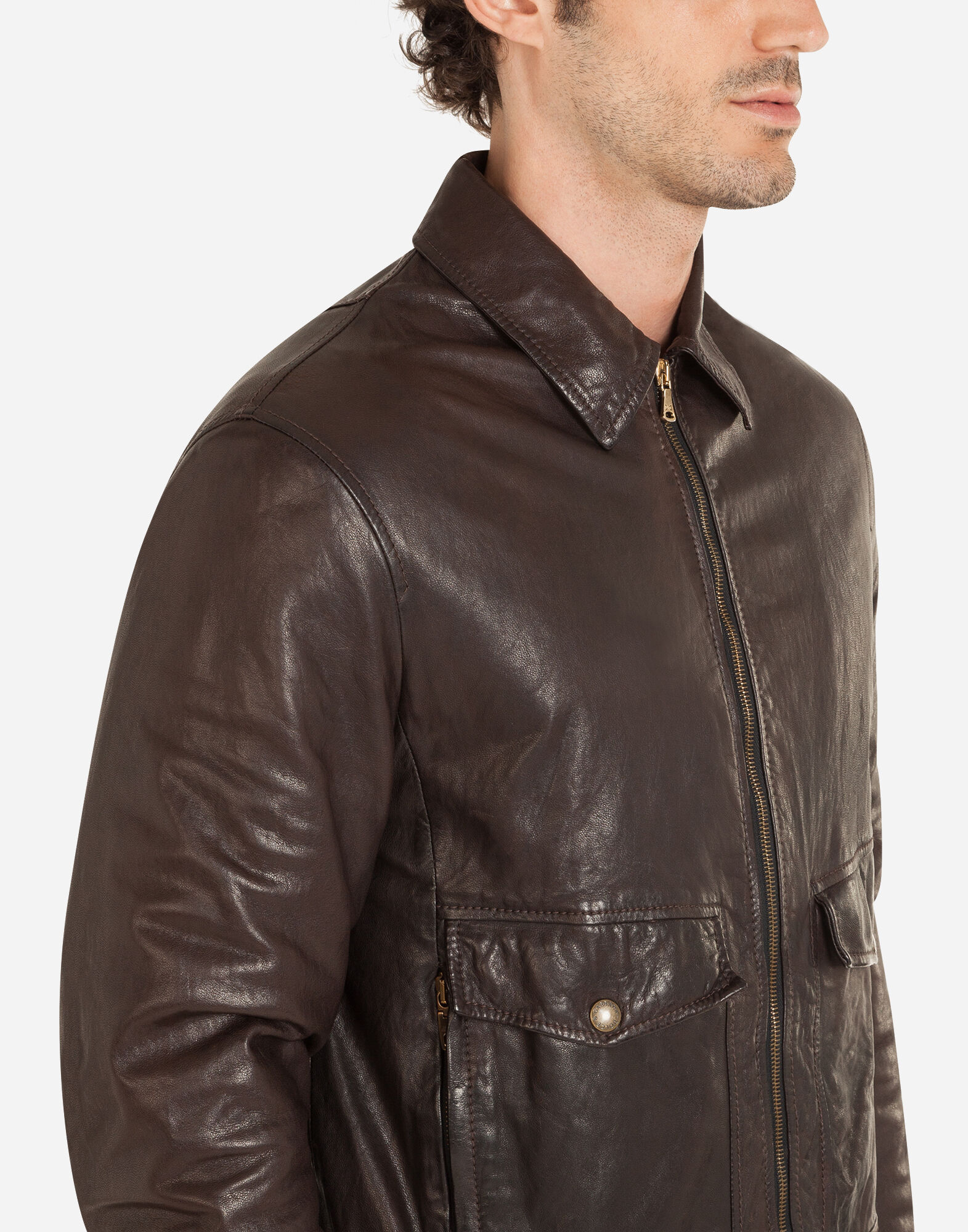 値下げ中　Dolce & Gabbana ダークブラウン レザージャケット Leather jacket in Brown for Men | Dolce&Gabbana® US