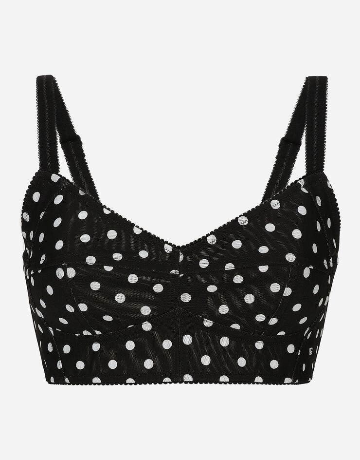 Dolce & Gabbana Top bustier in marquisette stampa pois Stampa F7T18TFSUBG