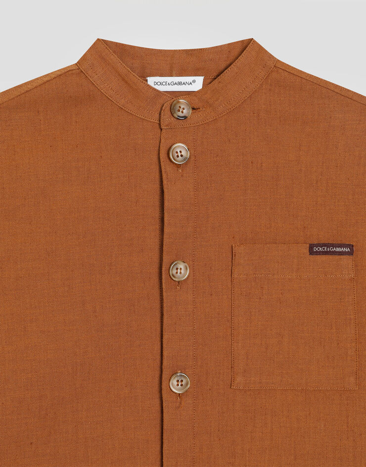 Dolce & Gabbana Cotton and linen canvas shirt Beige L44S75LT372