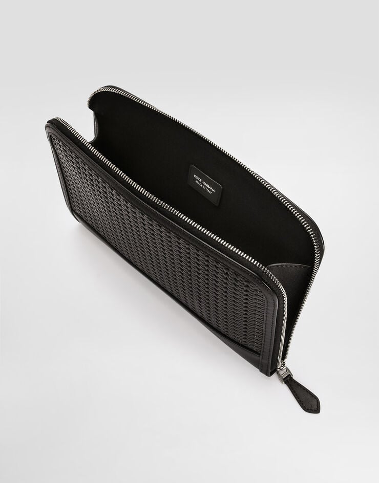 Dolce & Gabbana Atene plongé calfskin clutch bag Black BM2528AN419