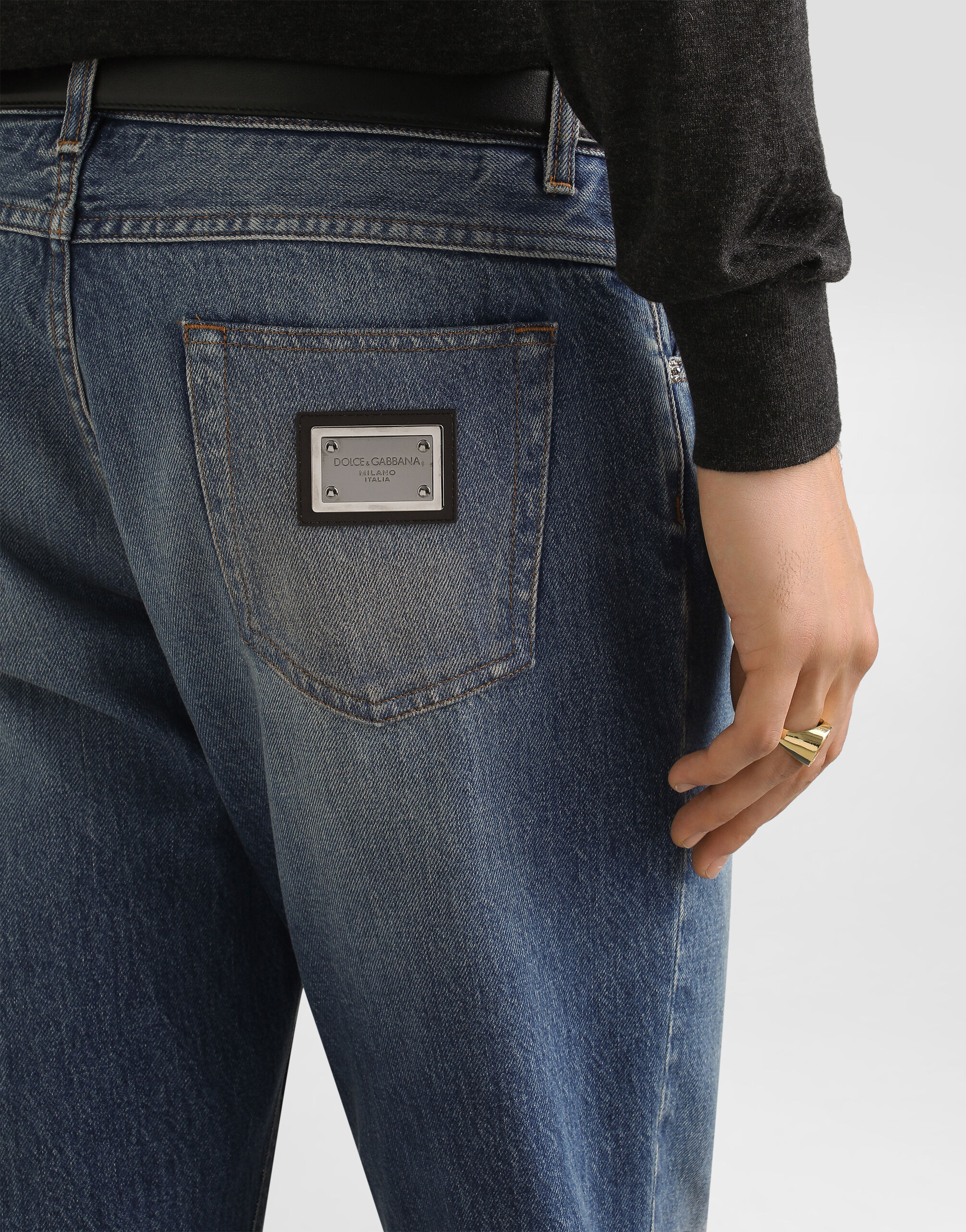 Regular cotton jeans in Multicolor for Men | Dolce&Gabbana® US