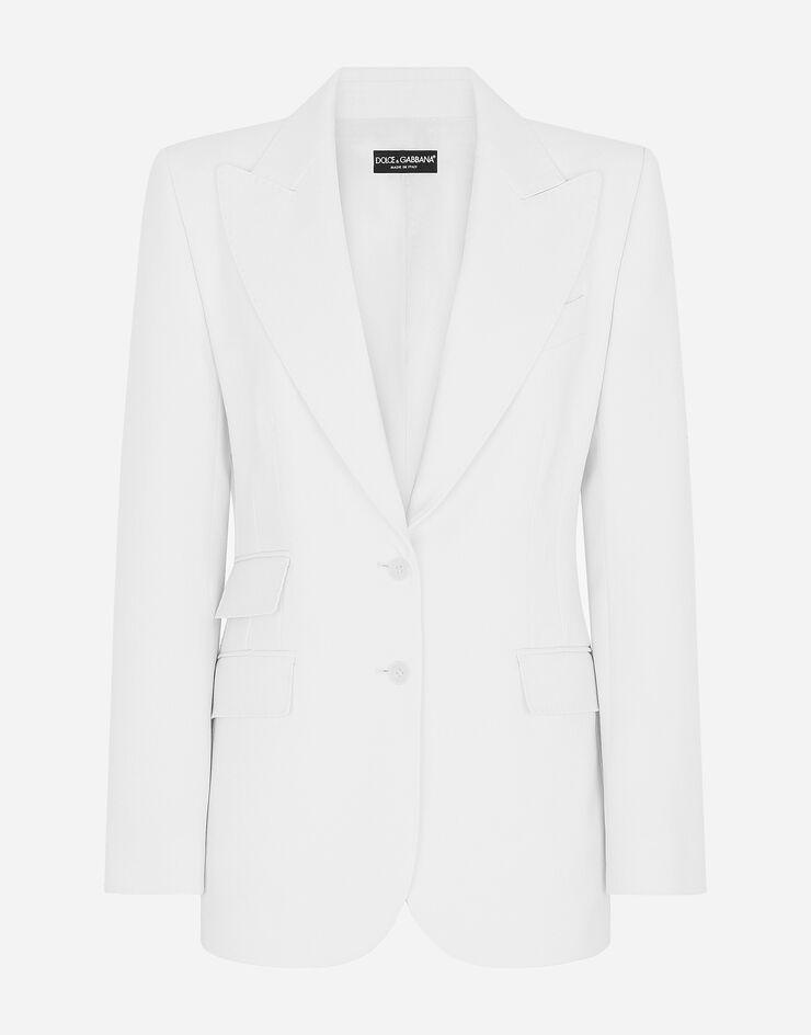 Dolce & Gabbana Однобортный пиджак Turlington из шерстяного сукна белый F29Z8TFUCCS