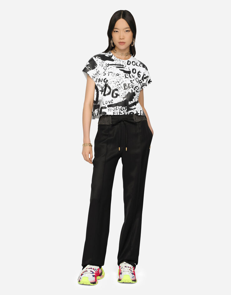 Dolce & Gabbana Pantalones Palazzo de sarga Black FTB7NTGDP69