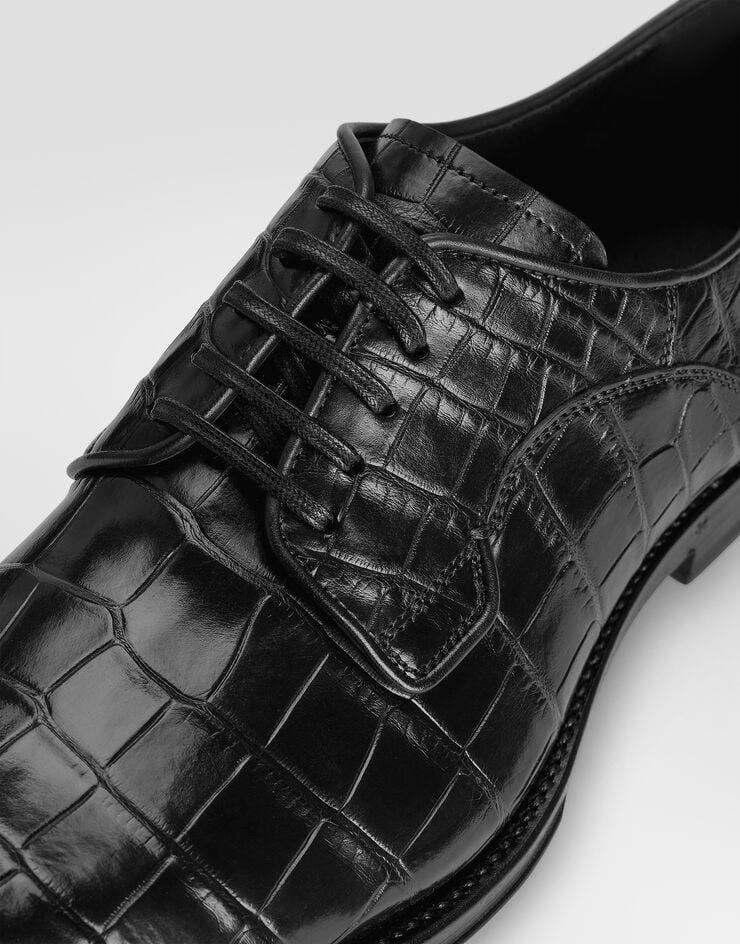 Dolce & Gabbana Alligator derby shoes Black A10925A2Y88