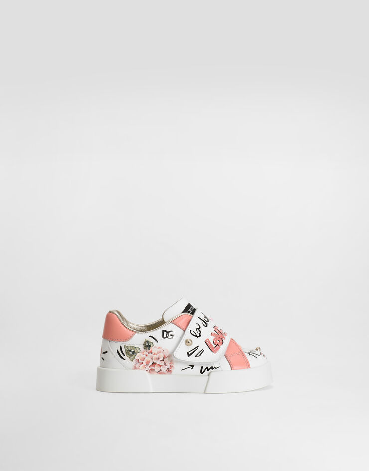 Dolce & Gabbana Calfskin sneakers with rhinestones Multicolor DN0143AZ260