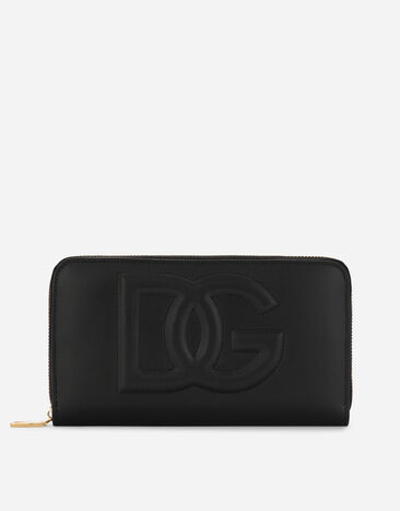 Dolce & Gabbana Portefeuille Logo DG à contour zippé en cuir de veau Noir BI1261AW576