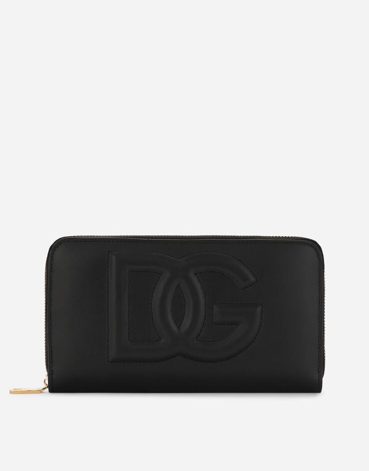 Dolce & Gabbana Кошелек DG Logo на круговой молнии из телячьей кожи черный BI0473AG081