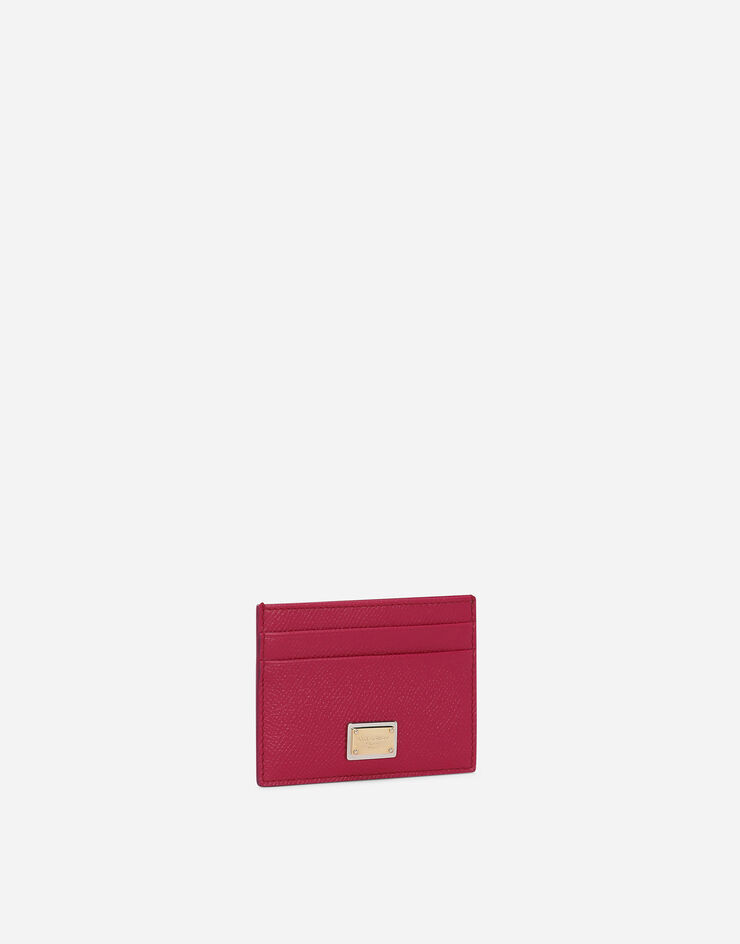 Dolce & Gabbana Porte-cartes en cuir de veau Dauphine Fuchsia BI0330A1001