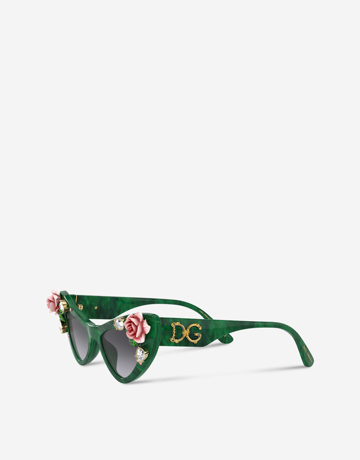 Dolce & Gabbana Солнцезащитные очки Tropical Rose ЗЕЛЕНЫЙ VG436BVP08G